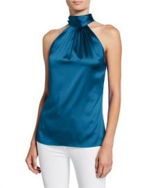 Ramy Brook Lori Tie-Neck Silk Halter Top at Neiman Marcus